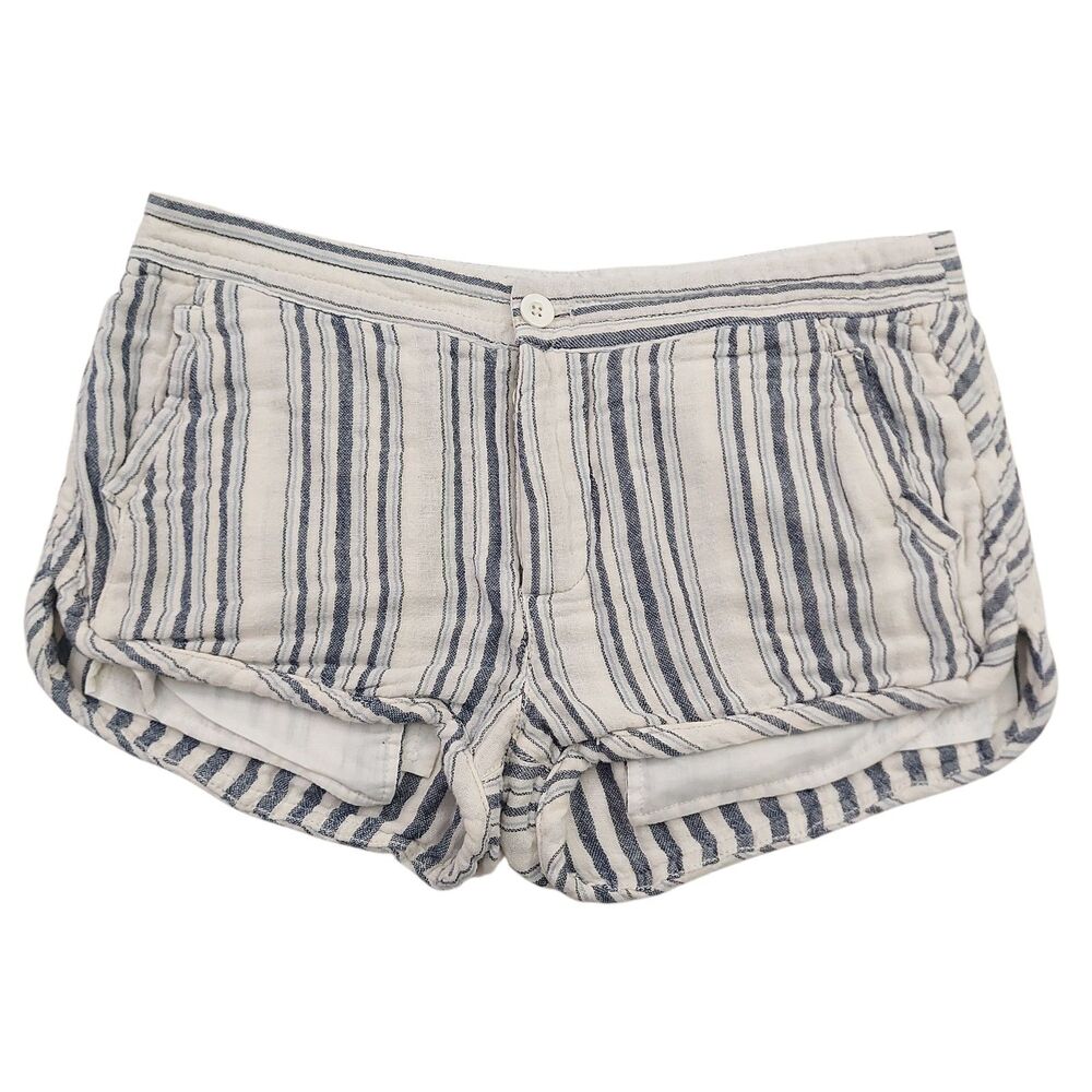 Free People Night Moves Shorts Womens 6 White Blue Striped Boho Casual Summer